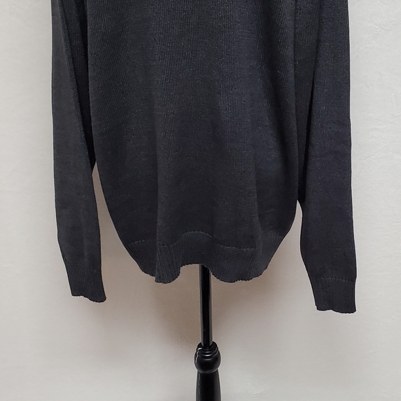 Oscar de la Renta Charcoal Gray Corded Cotton Blend Knit Long Sleeve Sweater XXL - Picture 11 of 13